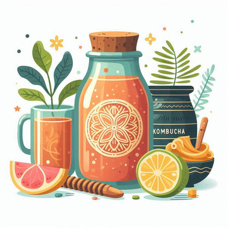 Grapefruit juice in a glass jar. Vector illustration in cartoon style.のイラスト素材
