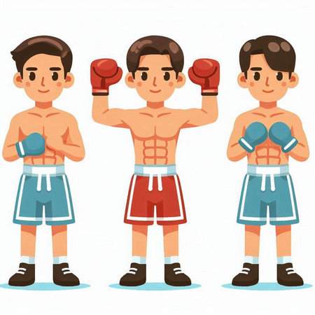 boxer character vector illustration isolated on white background in cartoon style.のイラスト素材