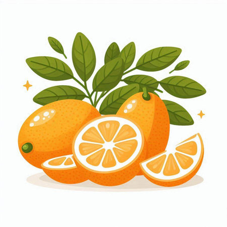 Citrus fruits vector illustration isolated on white background. Vector illustration.のイラスト素材