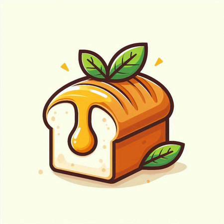 Illustration of a loaf of bread with honey on a light backgroundのイラスト素材