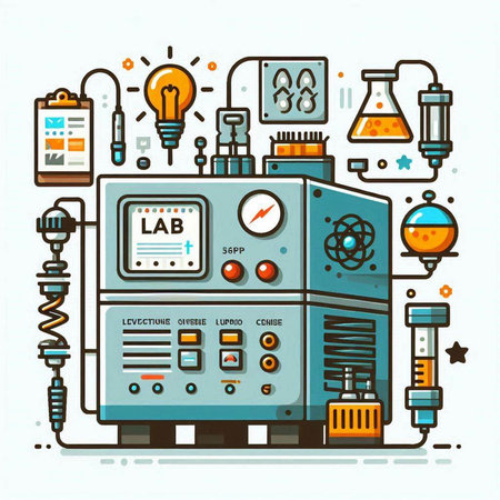 Vector illustration of industrial equipment. Color line art design for web, site, advertising, banner, poster and print.のイラスト素材