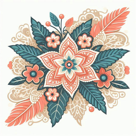 Vintage decorative element in ethnic style. Hand drawn vector illustration.のイラスト素材