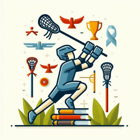 Lacrosse sport poster, vector illustration in flat design style.のイラスト素材