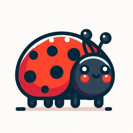 Cute ladybug cartoon vector illustration. Childish drawing of ladybugのイラスト素材