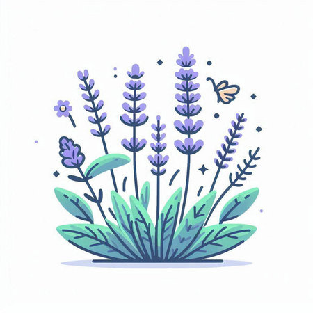Vector illustration of lavender flowers. Hand drawn lavender flowers.のイラスト素材