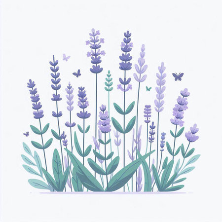 Lavender flowers. Hand drawn lavender flowers. Vector illustration.のイラスト素材