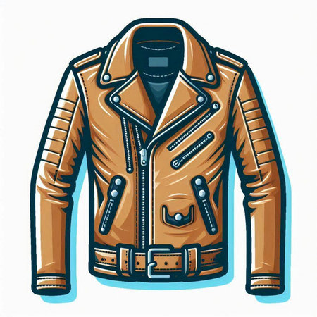 Men's leather jacket on a white background. Vector illustration in retro style.のイラスト素材