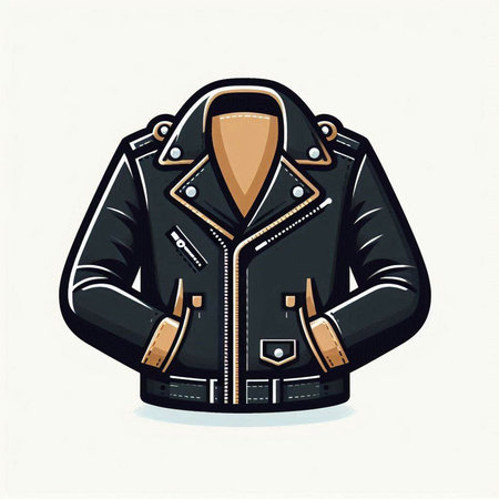 Vintage leather jacket isolated on a white background. Vector illustration.のイラスト素材