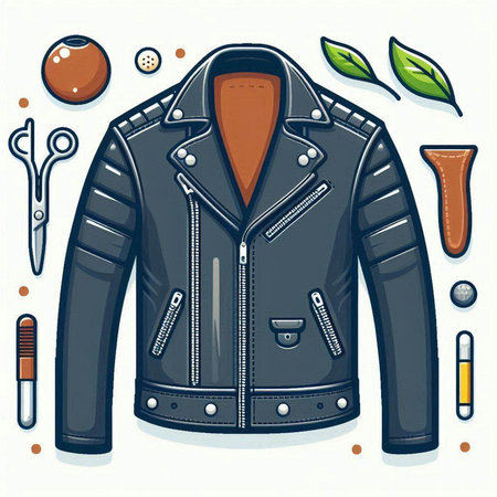 Vector illustration of a men's jacket and accessories for the hairdresser.のイラスト素材