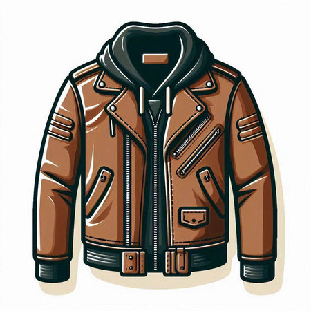Men's leather jacket isolated on a white background. Vector illustration.のイラスト素材