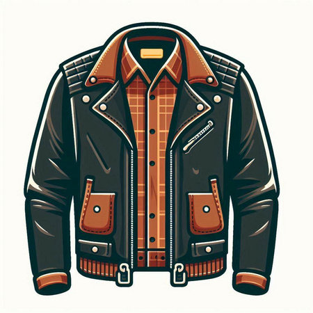 Vintage leather jacket isolated on a white background. Vector illustration.のイラスト素材