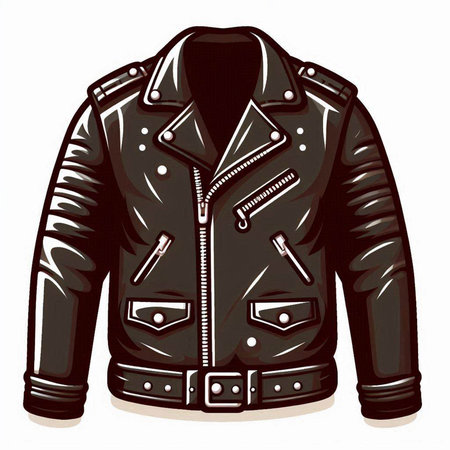 Men's leather jacket isolated on a white background. Vector illustration.のイラスト素材