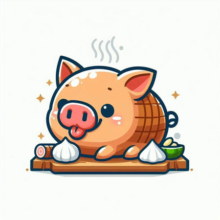 Cute pig cartoon vector illustration. Cute piglet icon.のイラスト素材