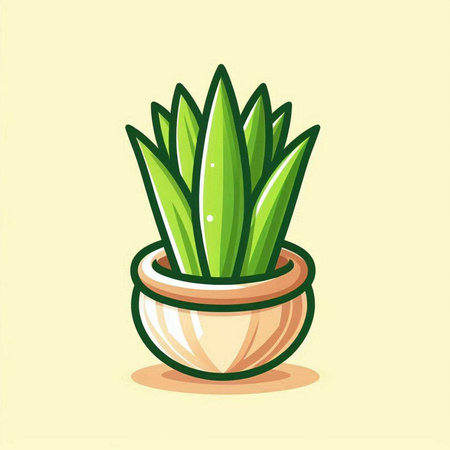 Cactus in a pot on a yellow background. Vector illustration.のイラスト素材