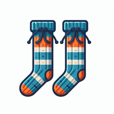 Pair of winter socks isolated on white background. Vector illustration.のイラスト素材