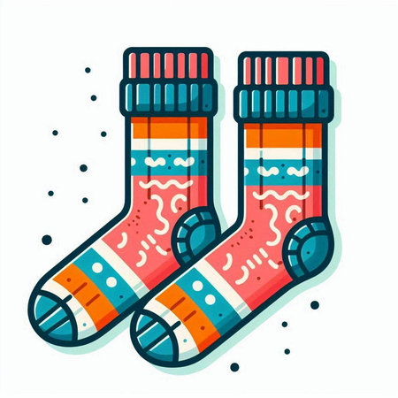 Christmas socks. Vector illustration in flat style on a white background.のイラスト素材