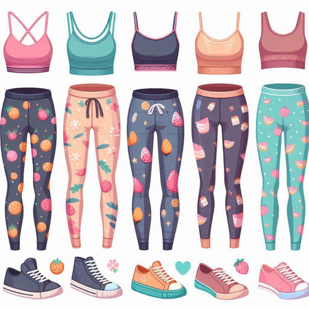 Vector set of pajamas, leggings and sneakers.のイラスト素材
