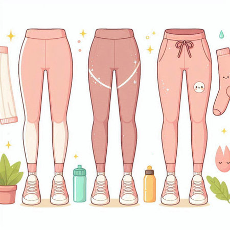 Illustration of a set of leggings and accessories for womenのイラスト素材