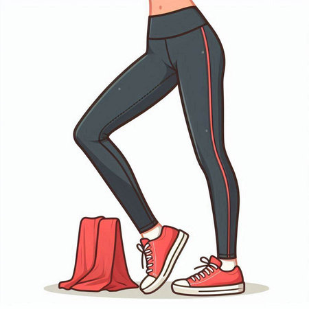 Illustration of legs of a woman in leggings and sneakersのイラスト素材