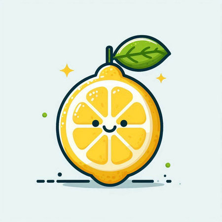 Cute lemon character. Vector illustration in flat style. Isolated on white background.のイラスト素材