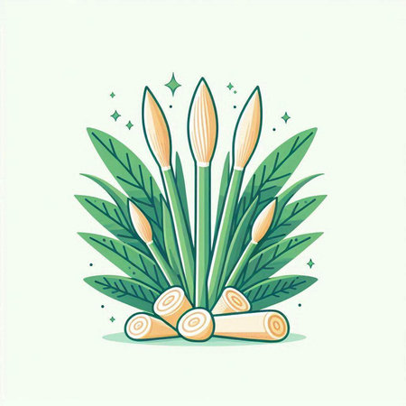 Vector illustration of leaves and white brush. Hand drawn design elements.のイラスト素材