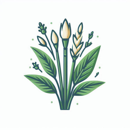 cute flower with leafs and branches isolated icon vector illustration designのイラスト素材