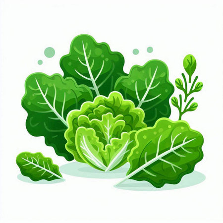 Lettuce leaves isolated on a white background. Vector illustration.のイラスト素材