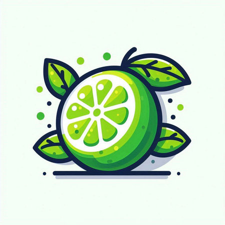 Citrus fruit icon, lime with leaves, vector illustration.のイラスト素材