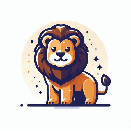 Lion. Cute cartoon character. Vector illustration in a flat style.のイラスト素材