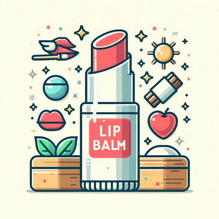 Lip balm. Cosmetics for women. Vector illustration.のイラスト素材