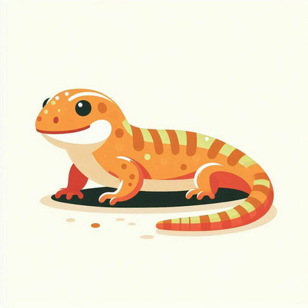 Cute little gecko on a white background. Vector illustration.のイラスト素材