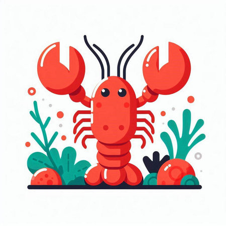 Cute lobster. Vector illustration in flat style on white background.のイラスト素材