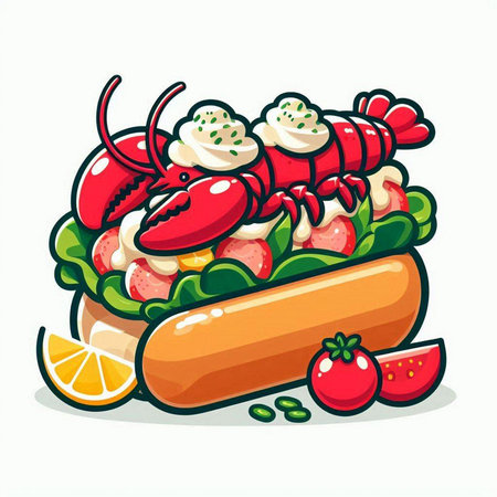Lobster salad with cream and mayonnaise. Vector illustration.のイラスト素材