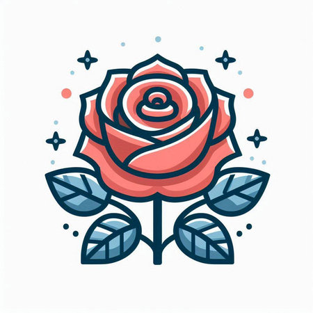 Rose flower icon in line style. Vector illustration, EPS 10.のイラスト素材