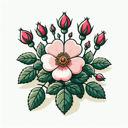 Vector illustration of a bouquet of roses with leaves and buds.のイラスト素材