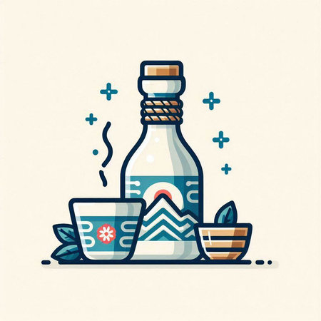 Soy sauce in a bottle. Vector illustration in flat style.のイラスト素材