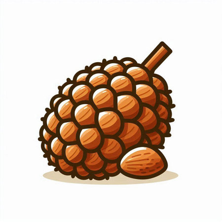 Ripe longan fruit on a white background. Vector illustration.のイラスト素材