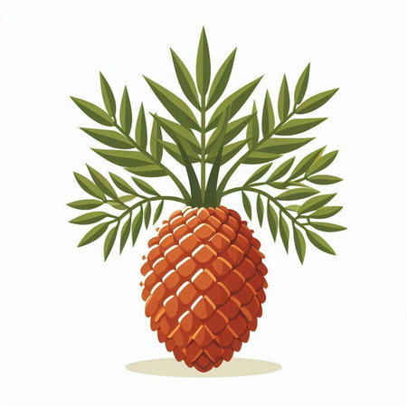 Pineapple with leaves isolated on white background. Vector illustration.のイラスト素材