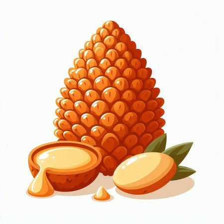 Illustration of a tropical fruit with a slice of salak on a white backgroundのイラスト素材