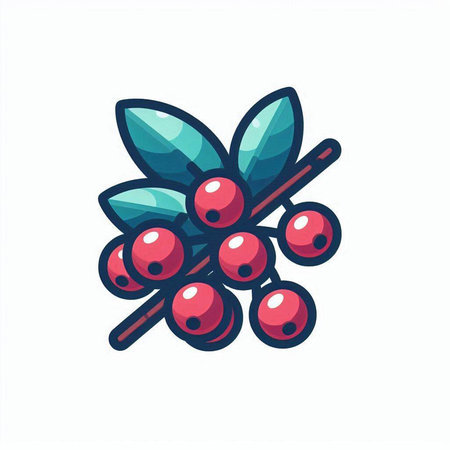 Coffee branch with berries. Vector illustration in flat style.のイラスト素材