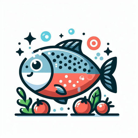 Cute cartoon fish on white background. Vector illustration for your designのイラスト素材