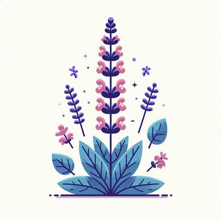 Lavender flower. Vector illustration in flat style. Isolated on white background.のイラスト素材