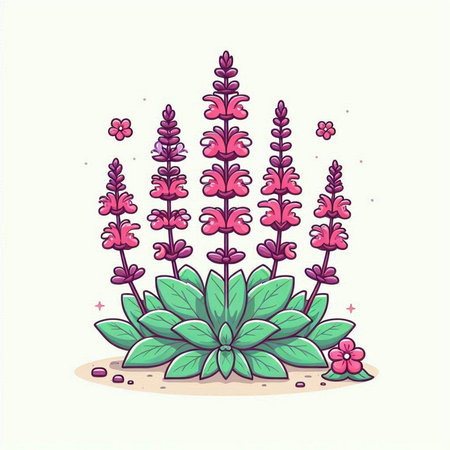Lavender flower vector illustration. Cute hand drawn flower vector illustration.のイラスト素材