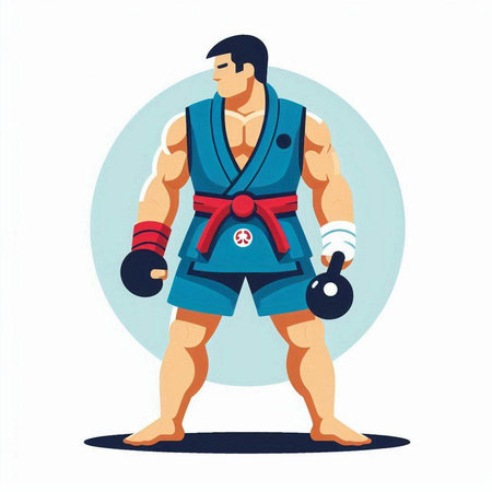 Tae Kwon Do fighter. Vector illustration in flat style.のイラスト素材