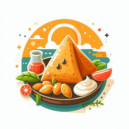 Illustration of rice dumplings with sour cream and ketchupのイラスト素材