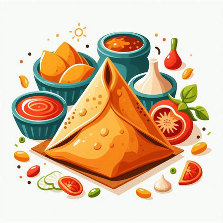 Mexican food. Vector illustration of mexican nachos.のイラスト素材