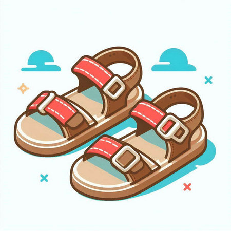 Summer sandals isolated on white background. Vector illustration in cartoon style.のイラスト素材