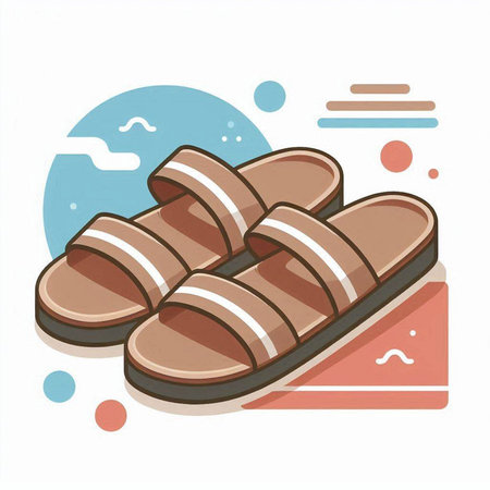 Beach slippers icon. Vector illustration in flat design style.のイラスト素材