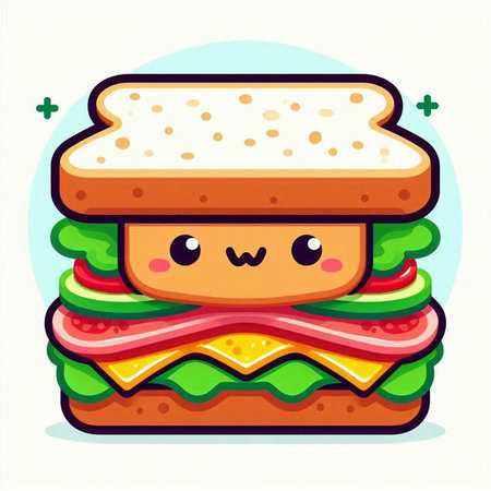 Cute and kawaii hamburger icon. Vector illustration.のイラスト素材