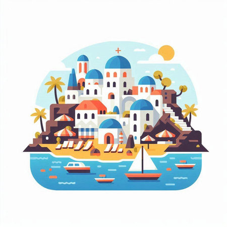 Vector illustration of the island of Ibiza in a flat style.のイラスト素材